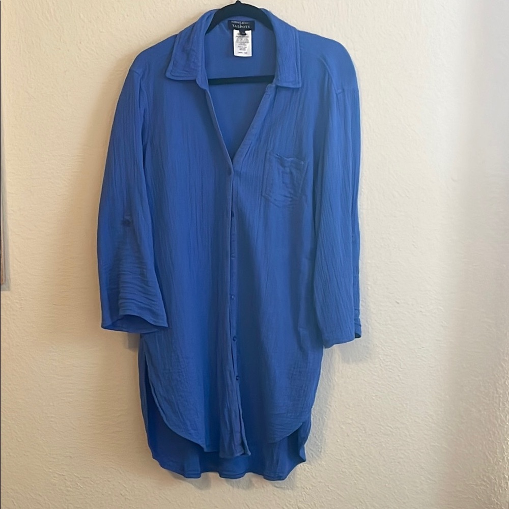 Miraclesuit x Talbots Blue Swim Coverup Lightweight Relaxed Fit